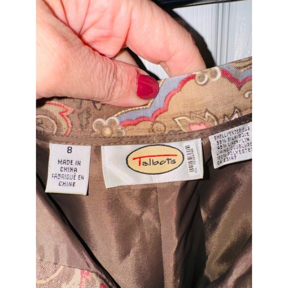 Talbots Womens Linen Silk Floral Paisley Straight Leg Dress Pants Sz 8 Classic - Picture 4 of 7